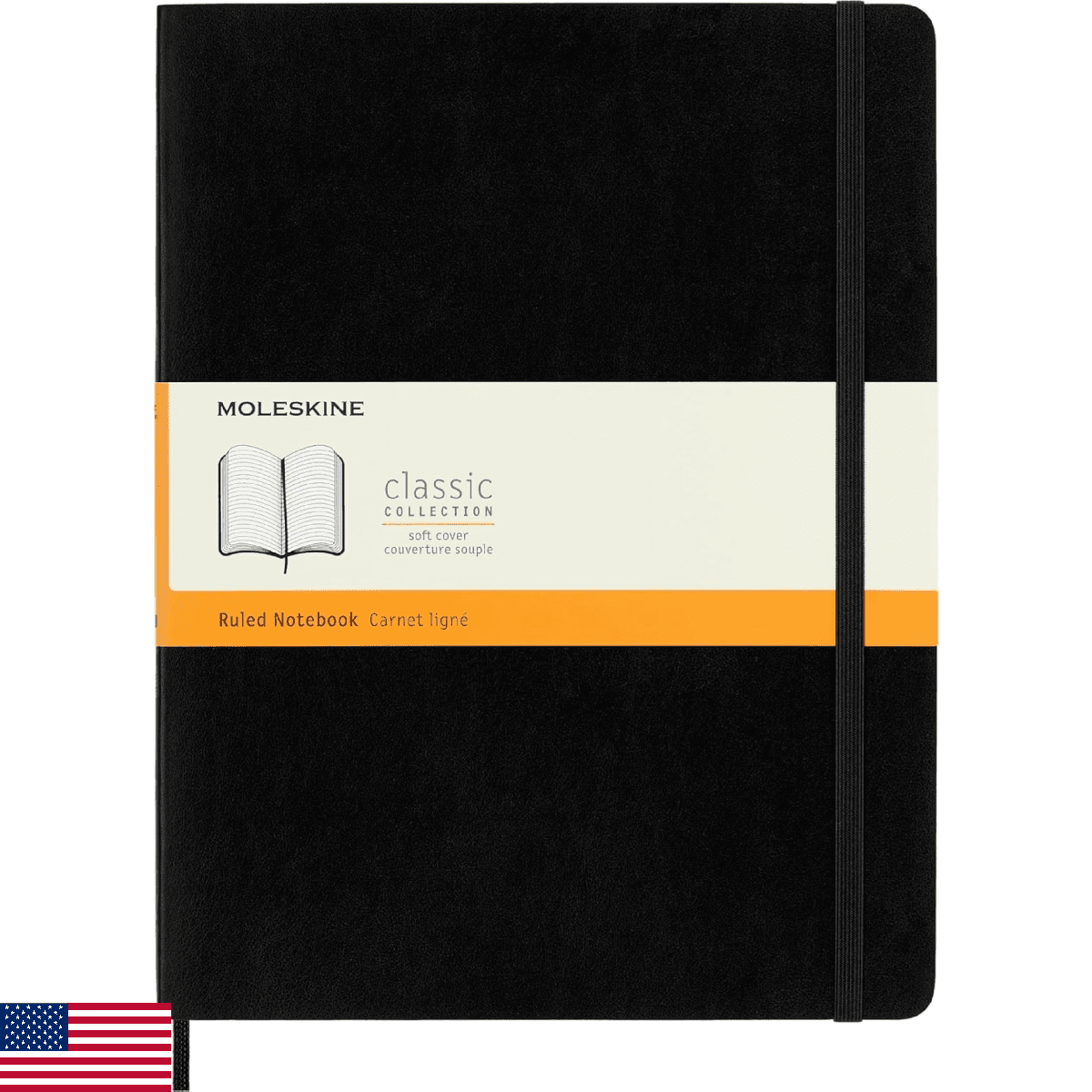 Moleskine Classic Notebook, Soft Cover, XL (7.5" x 9.5") Ruled/Lined, Black, 192 - Image 1