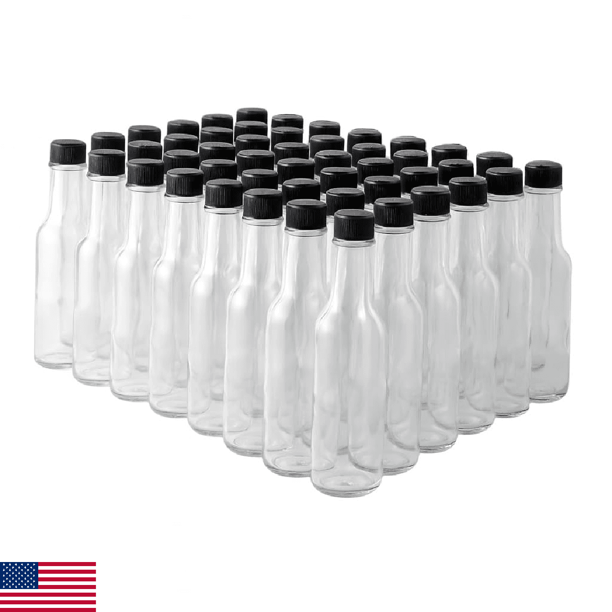 FastRack 5oz Woozy Glass Bottles (Pack of 48) | Empty Clear Hot Sauce Bottles wi - Image 1