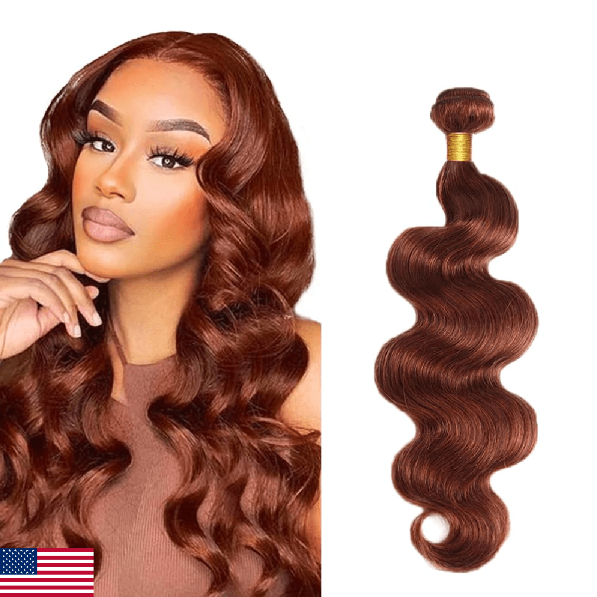 32 Inch Color 33 Bundles Human Hair Auburn Body Wave Bundles Huxowax Peruvian Vi - Image 1