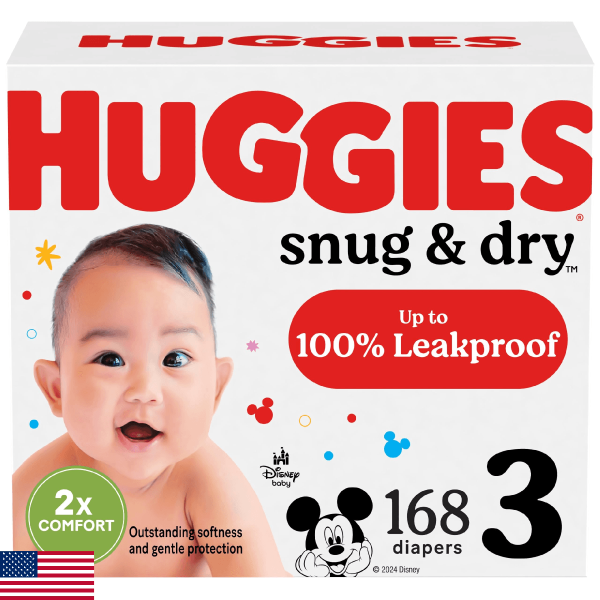 Huggies Size 3 Diapers Snug & Dry Baby Diapers 16-28 lbs 168 Count Packaging May - Image 1