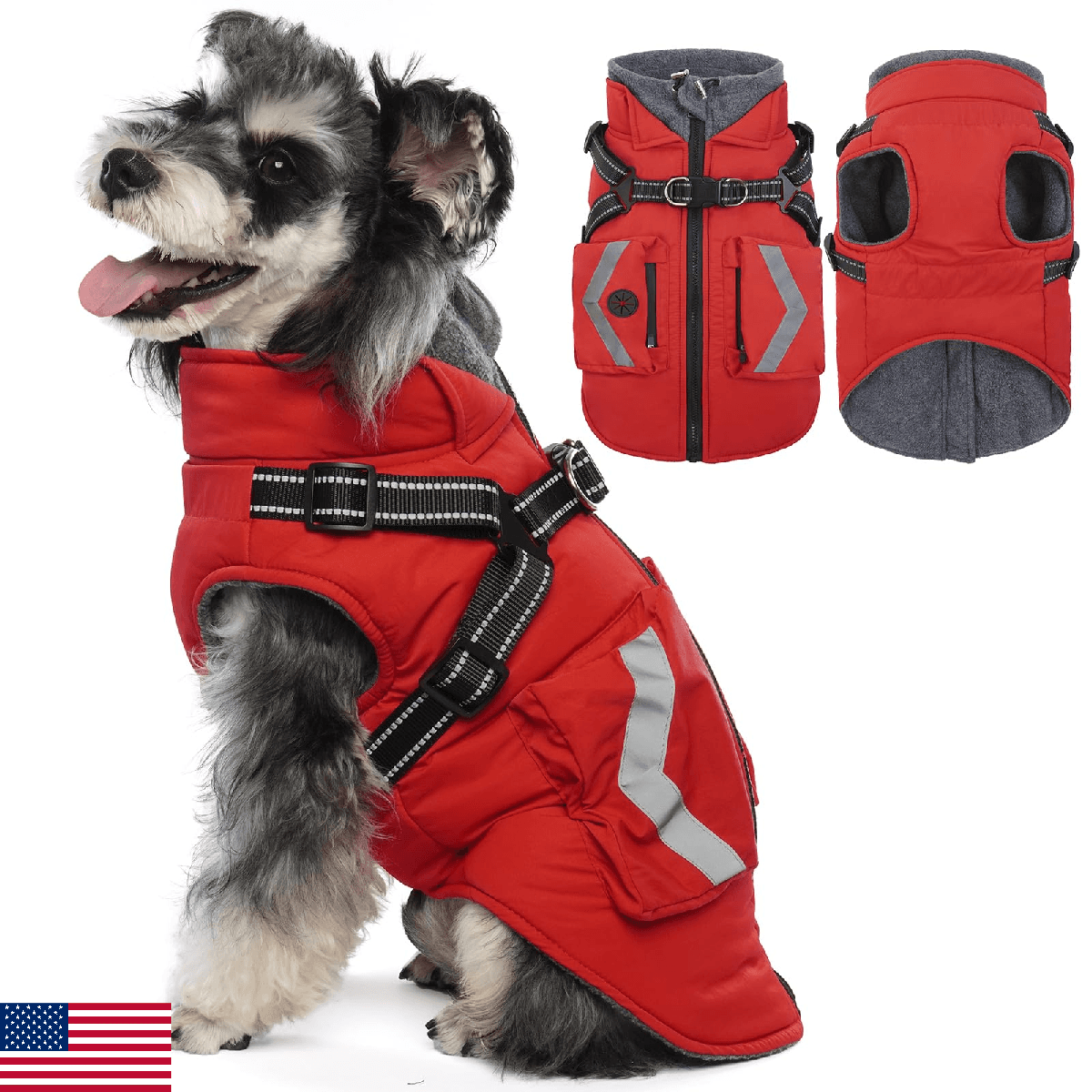 FUAMEY Dog Waterproof Winter Coat, Warm Dogs Jacket Reflective, Pet Fleece Lined - Image 1