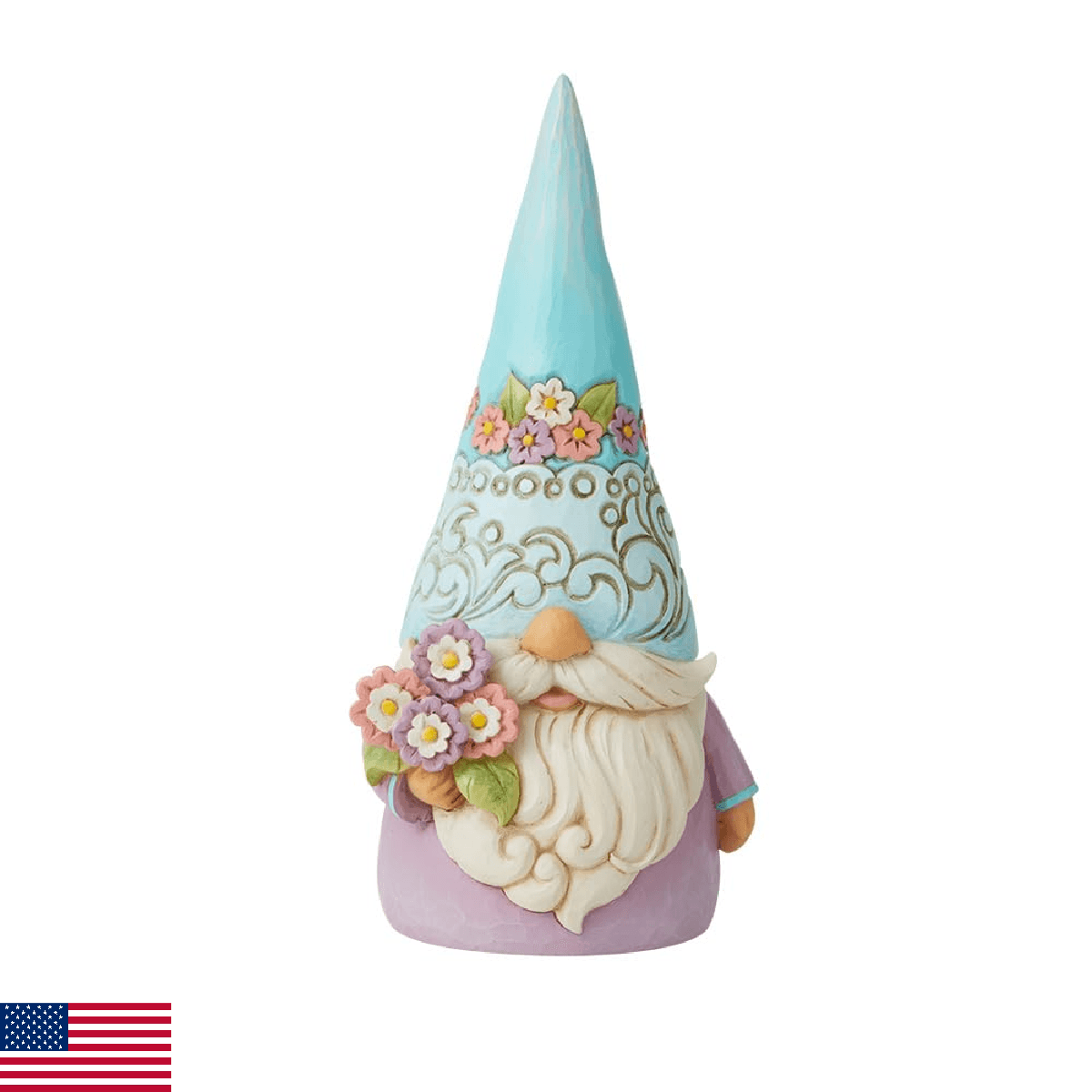 Jim Shore Heartwood Creek Gnome Holding Flowers Figurine - Stone Resin - Image 1