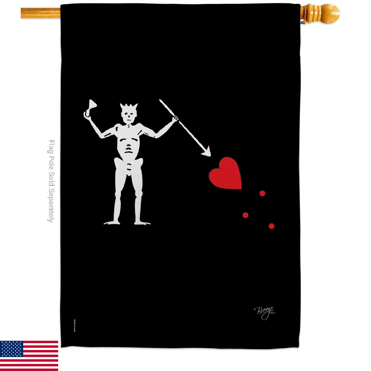 Breeze Decor House Flag Coastal Pirate Ship Skull Treasure Map Caribbean Jolly J - Image 1