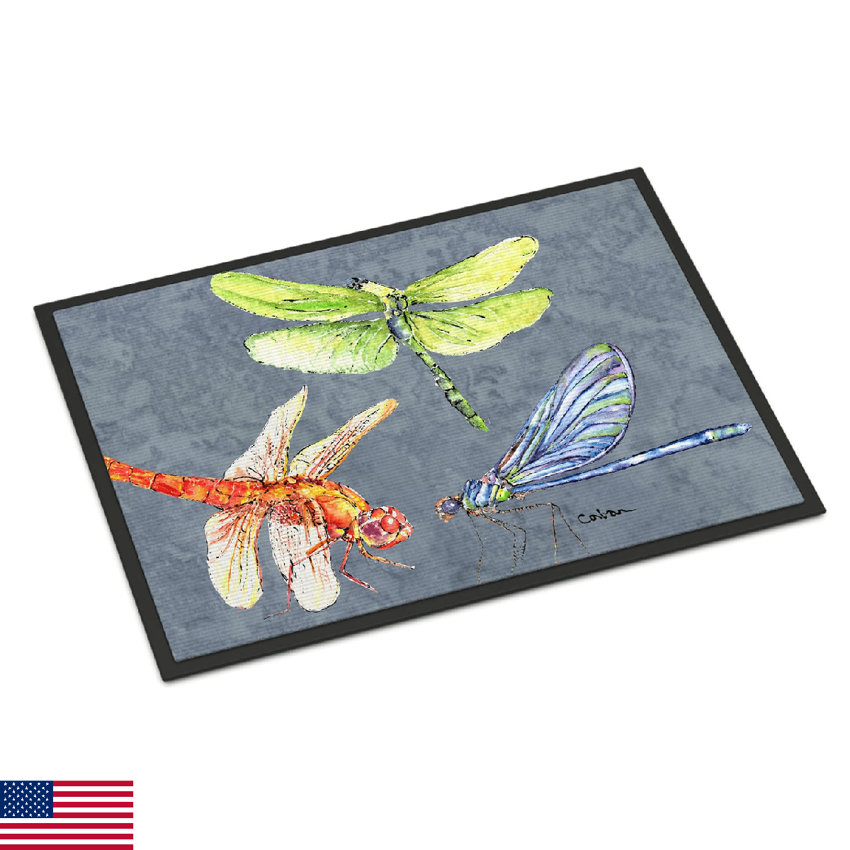 Caroline's Treasures Dragonfly Times Three Doormat 24x36 Indoor/Outdoor Mat - Image 1