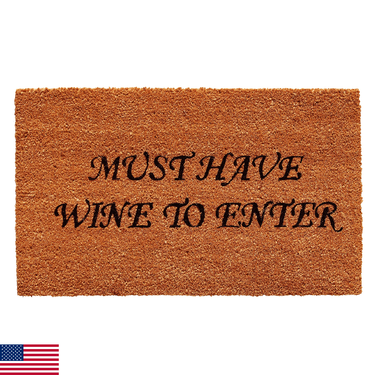 Callowaymills Must Have Wine Doormat 17x29 Natural Black Coir Vinyl Backed - Image 1