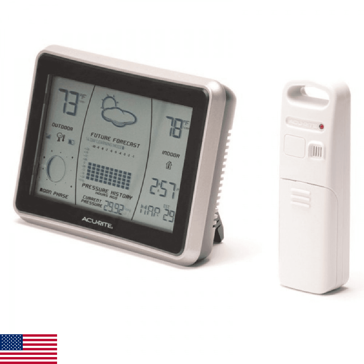 AcuRite 00621 Wireless Weather Forecaster Intelli-Time Temp/Clock - Image 1