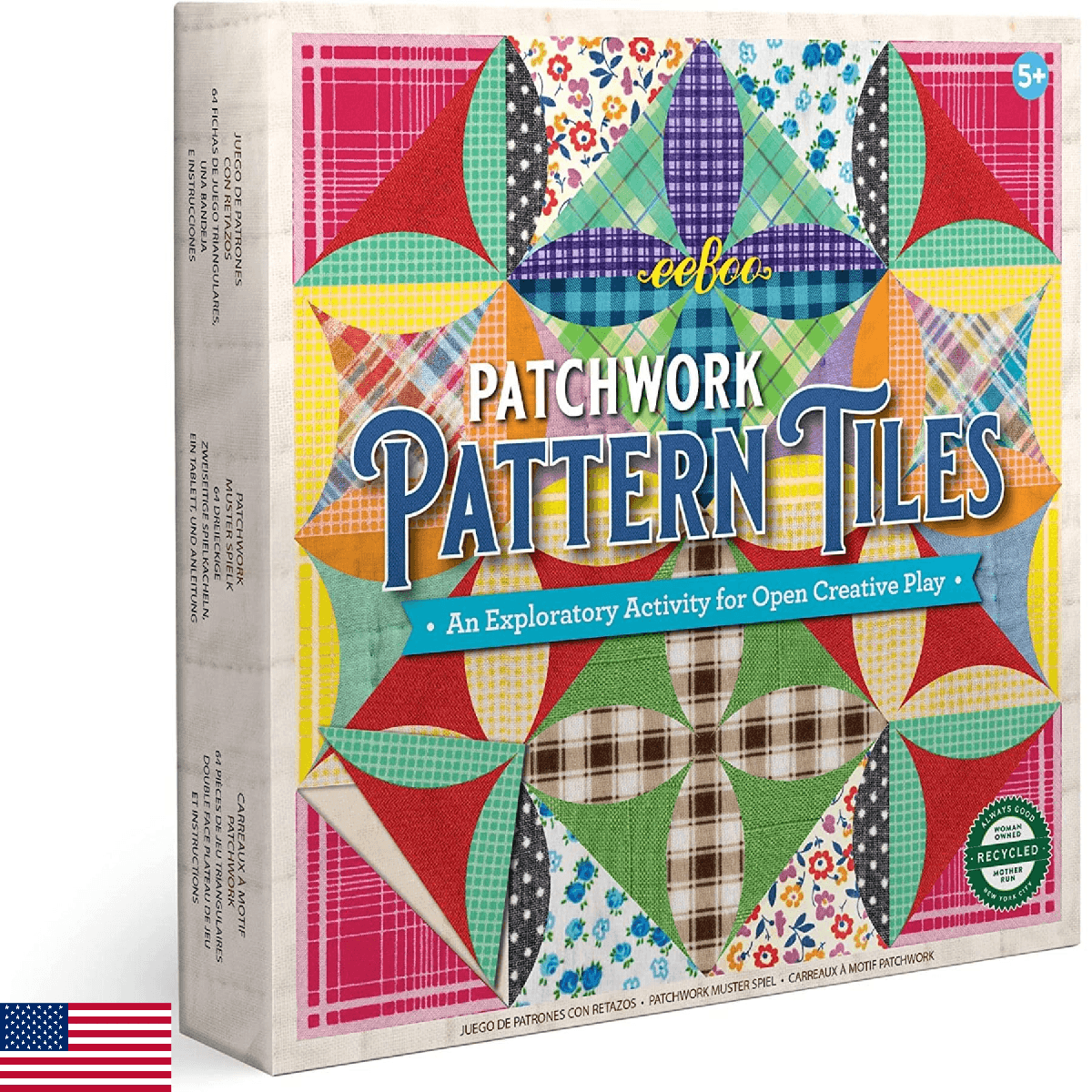 eeBoo Patchwork Pattern Tiles Game Ages 5+ Creative Play 64 Pieces - Image 1