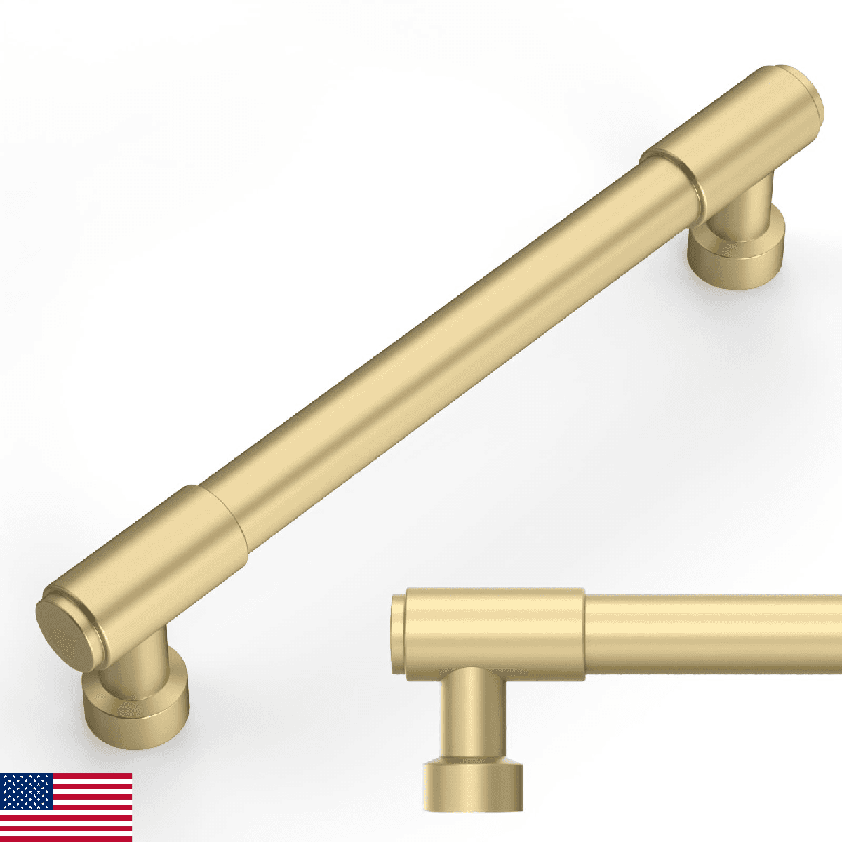 Amerdeco 10pk 5" (128mm) Brushed Gold Cabinet & Drawer Pulls Handles ZH0075 - Image 1