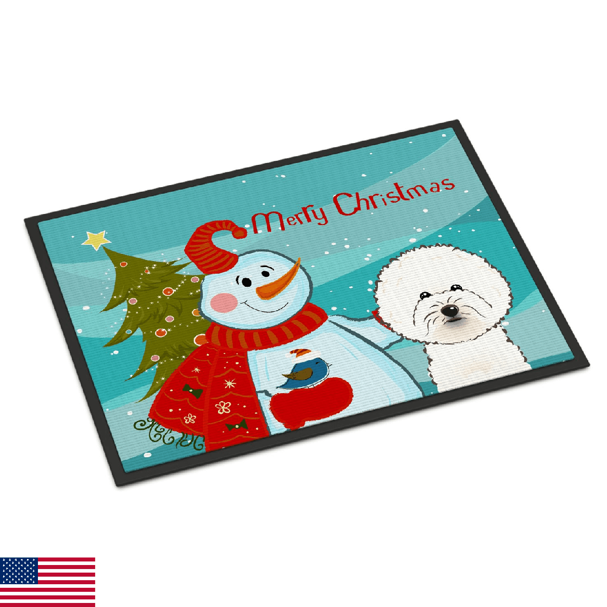 Caroline's Treasures Snowman Bichon Frise Doormat 18x27 Indoor/Outdoor - Image 1