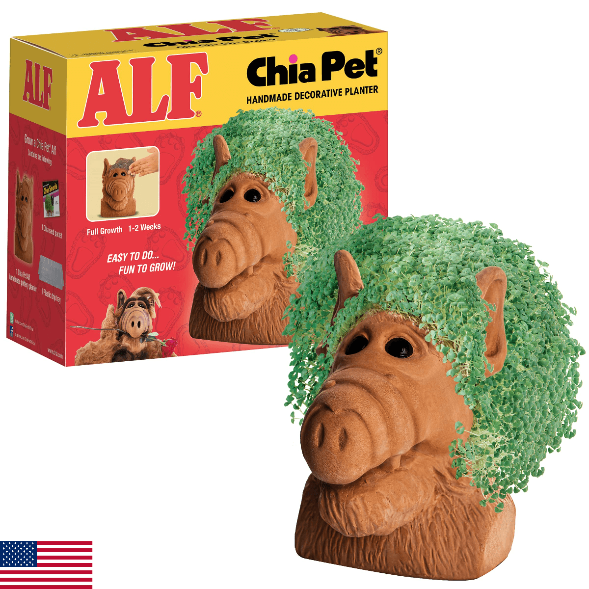 Chia Pet Alf with Seed Pack, Decorative Pottery Planter, Easy Grow, Novelty Gift - Image 1