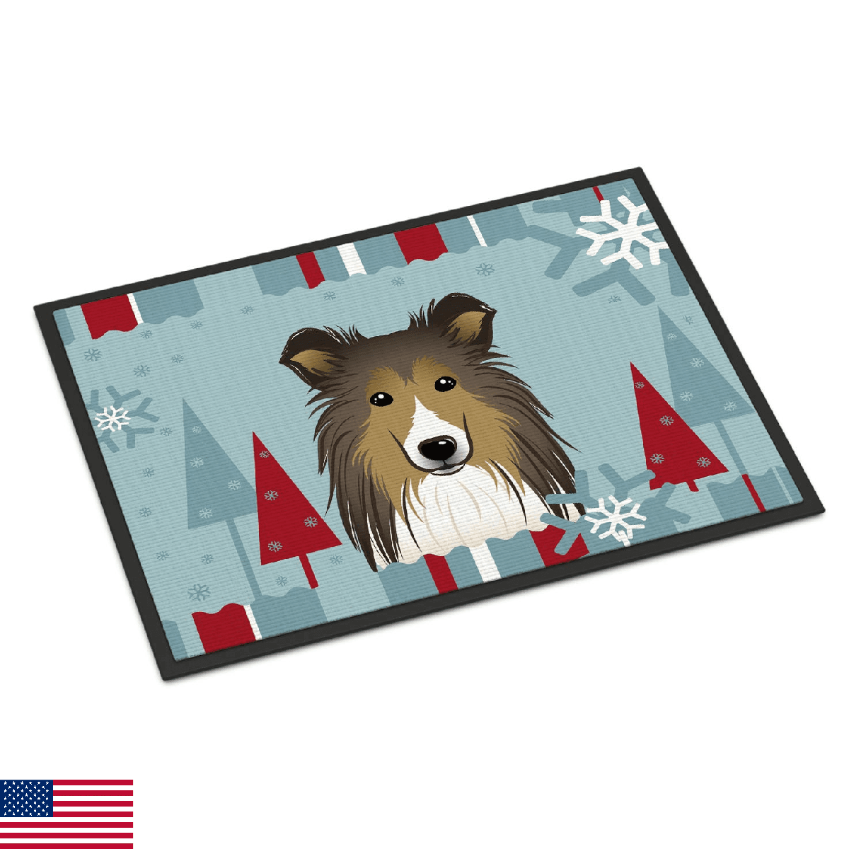 Caroline's Treasures BB1738MAT Winter Holiday Sheltie Doormat 18x27 Front Door M - Image 1