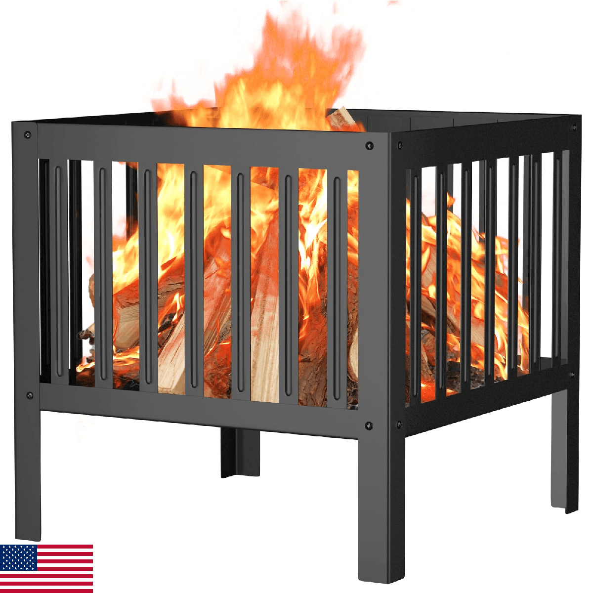 TBMLC 16" Square Steel Fire Pit - Portable, Durable for Camping, Backyard Bonfir - Image 1