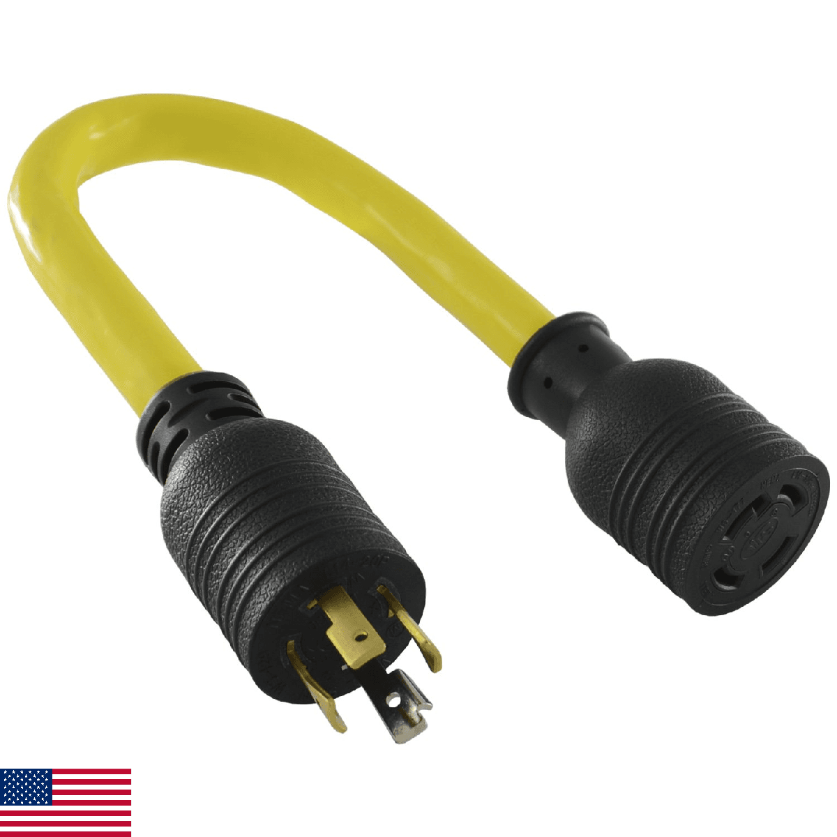 Conntek 20A L14-20P to 30A L14-30R Generator Adapter Cord 1.5ft Yellow - Image 1