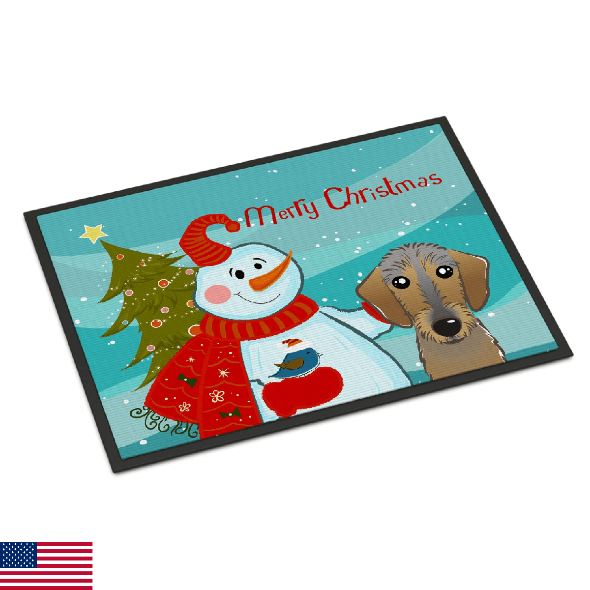 Caroline's Treasures BB1853JMAT Snowman with Wirehaired Dachshund Doormat 24x36 - Image 1