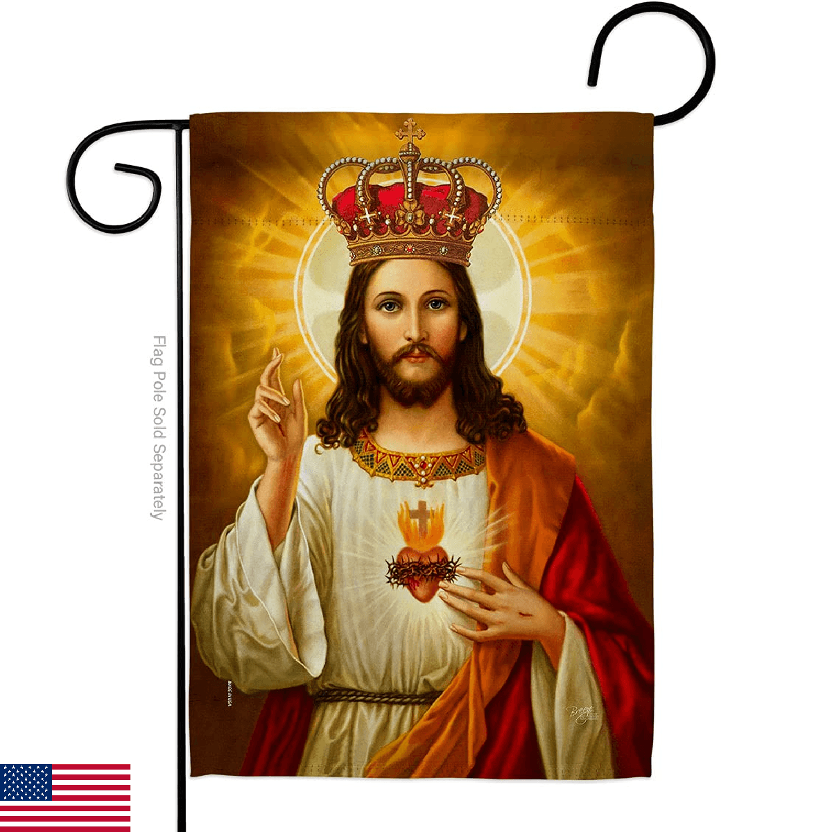 Sacred Heart Jesus With Crown Catholic Gift Home Decor Religious Faith Hope Grac - Image 1