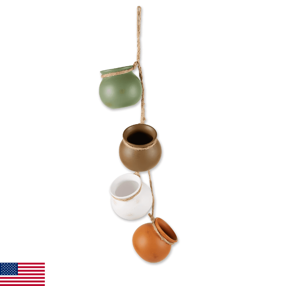 Zingz & Thingz 4-Pc Color Terracotta Dangling Hanging Mini Planter Collection - Image 1