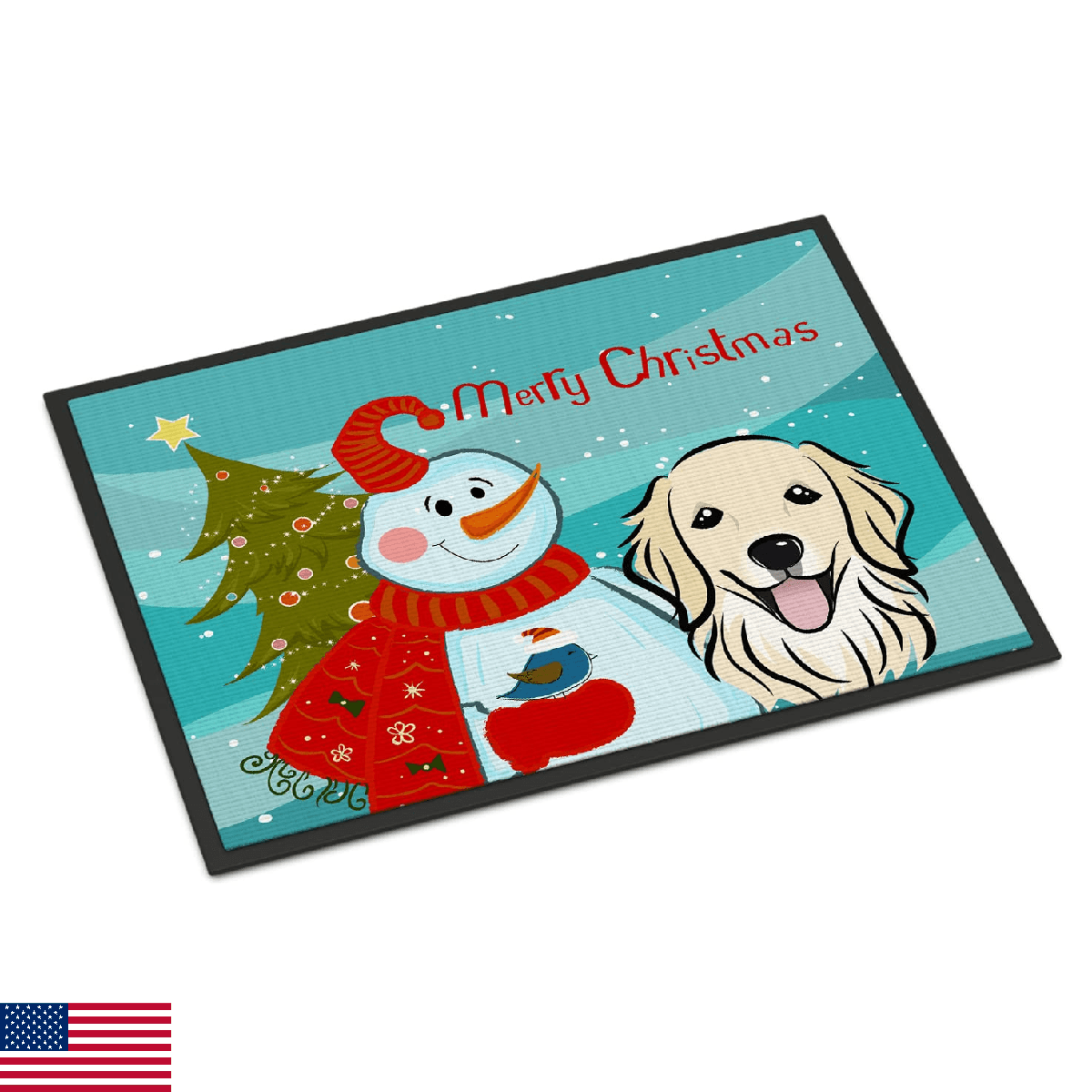 Caroline's Treasures Snowman Golden Retriever Doormat 24x36 Indoor/Outdoor - Image 1