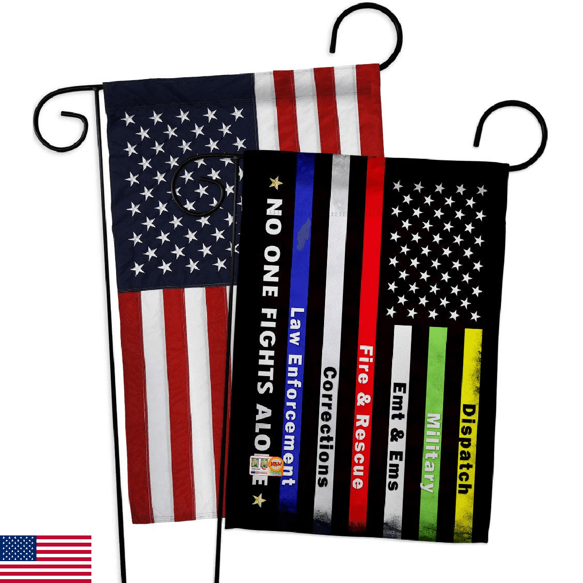 No One Fights Alone Garden Flag - Pack Armed Forces Military Service All Branche - Image 1