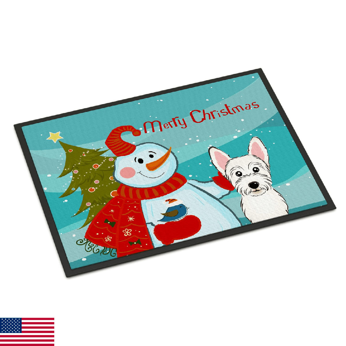 Caroline's Treasures BB1846JMAT Snowman with Westie Doormat 24x36 Front Door Mat - Image 1