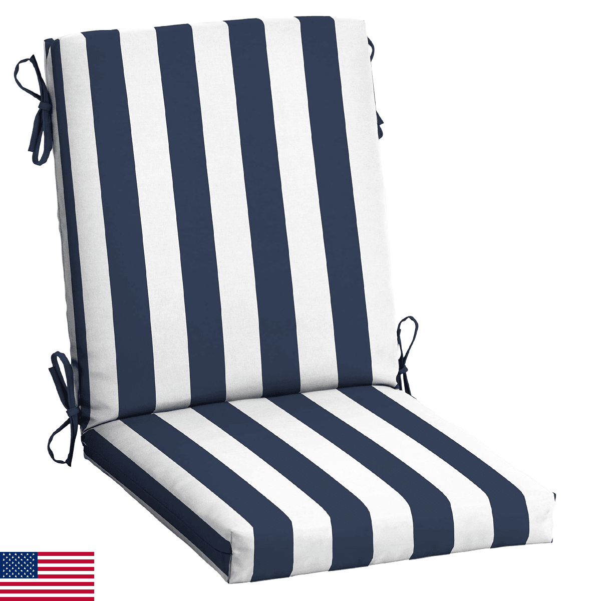 Arden Outdoor Patio Dining Chair Cushion 20x44 Rain-Proof Sapphire Blue Cabana S - Image 1