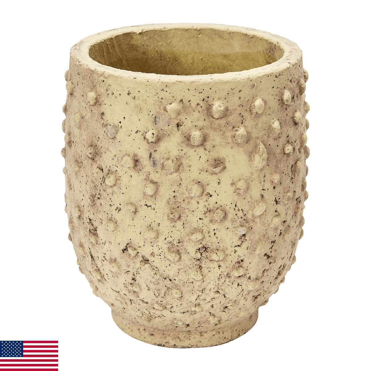 Creative Co-Op 7.5" Round Sandstone Hobnail Planter with Distressed Finish, Grei - Image 1