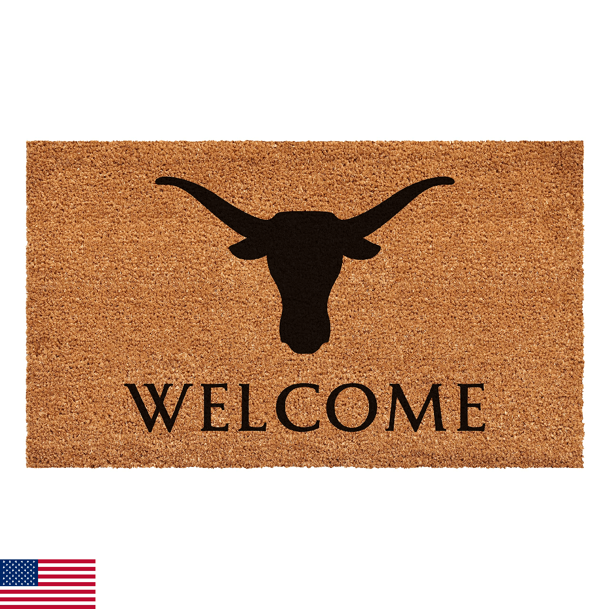 Calloway Mills Longhorn Welcome Doormat, Tan/Black, 17"x29" - Image 1