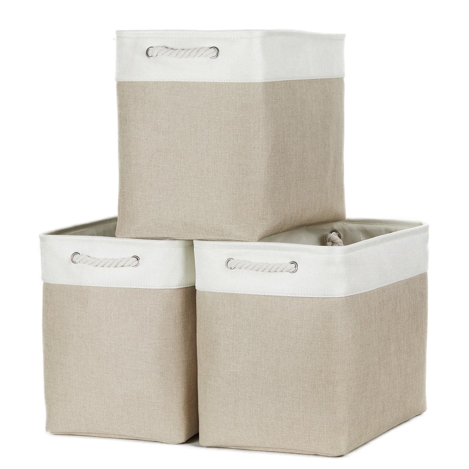 Bidtakay 3-Pack XL 17x12x15" Foldable Fabric Storage Bins Baskets Handles - Image 1