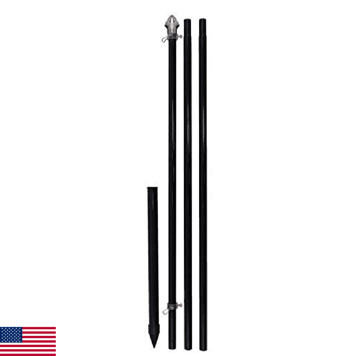 Flags Importer 10ft Aluminum Outdoor Pole with Ground Spike Black - Image 1