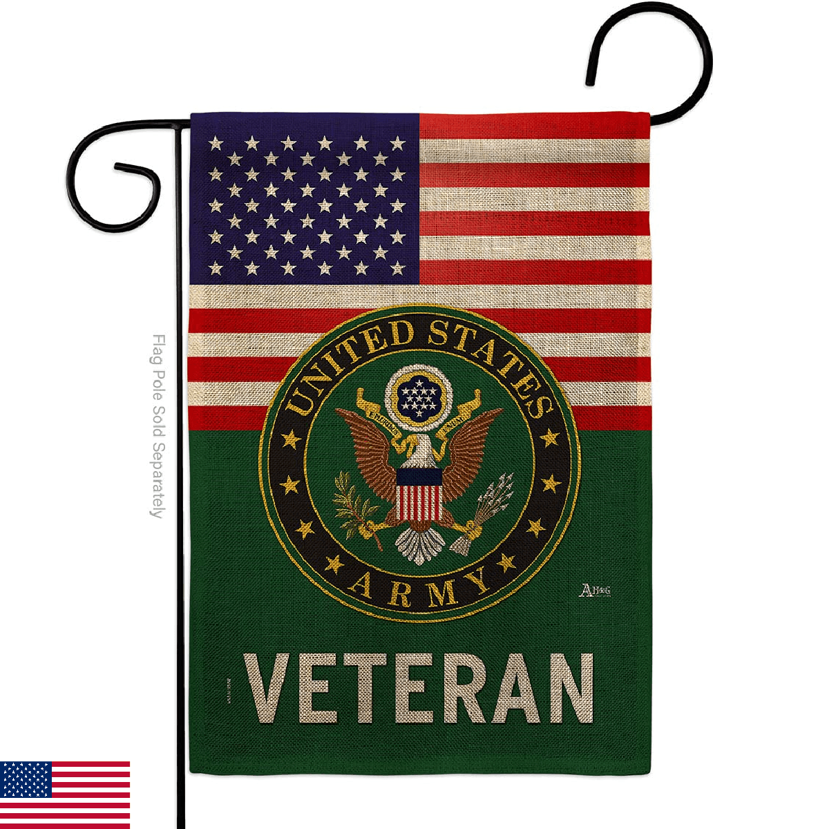 US Army Veteran Burlap Garden Flag Home Decor Armed Forces United State American - Image 1