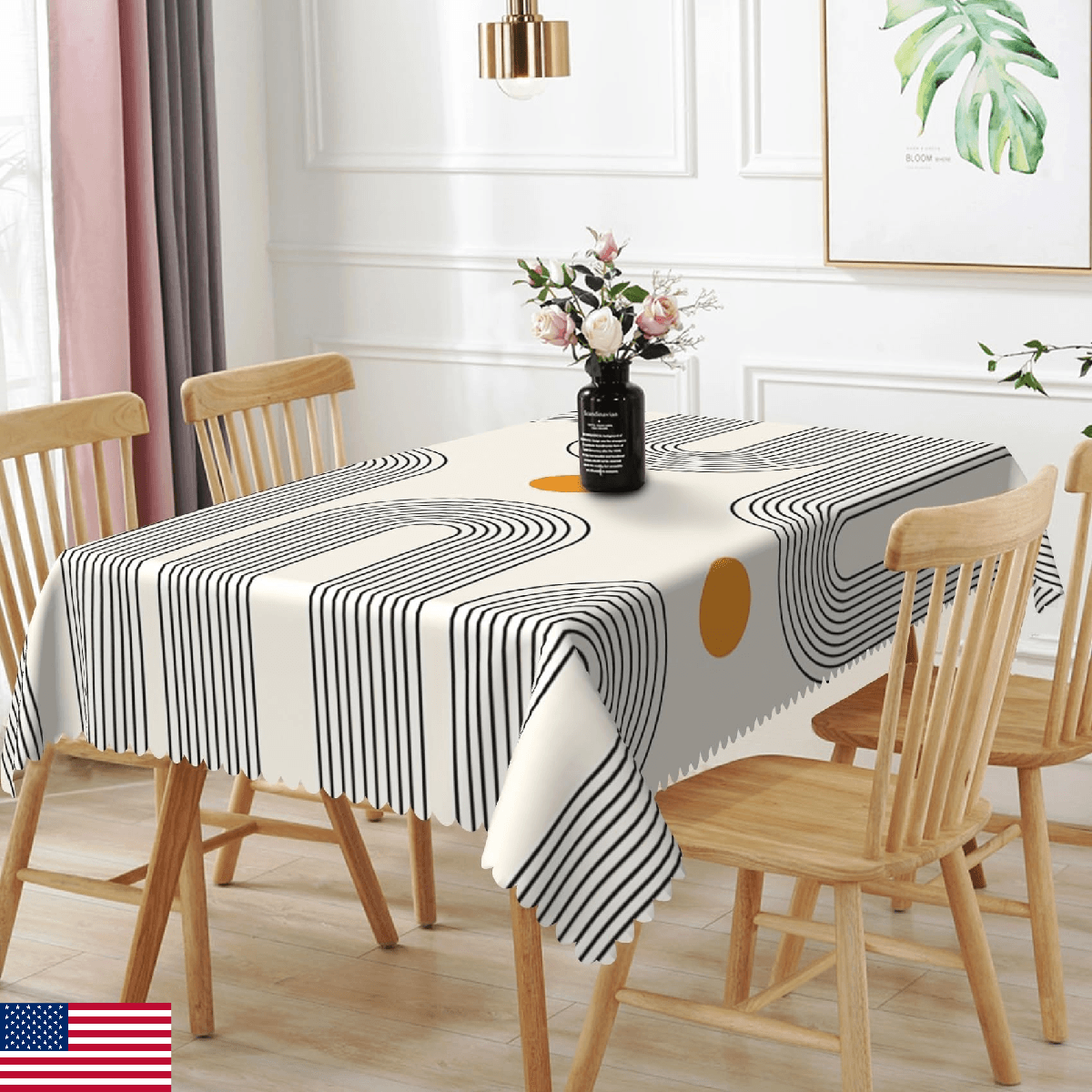 TTQYFNM 70x120" Boho Mid Century Minimalist Abstract Arch Tablecloth - Image 1