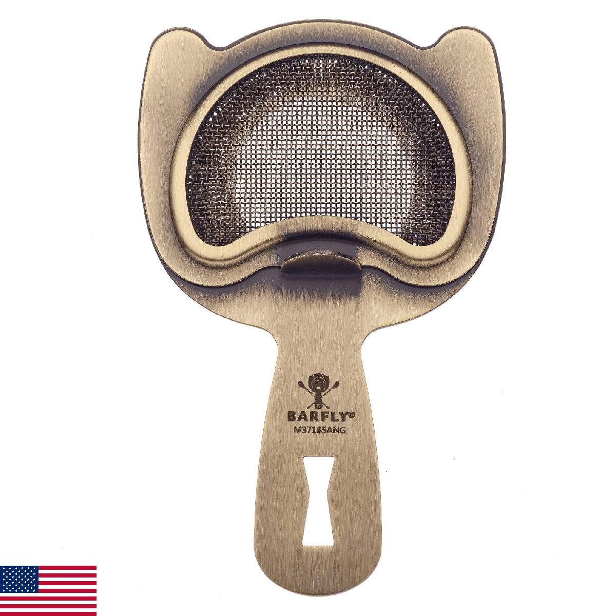 Barfly Fine Mesh Spring Strainer, Antique Gold - Image 1