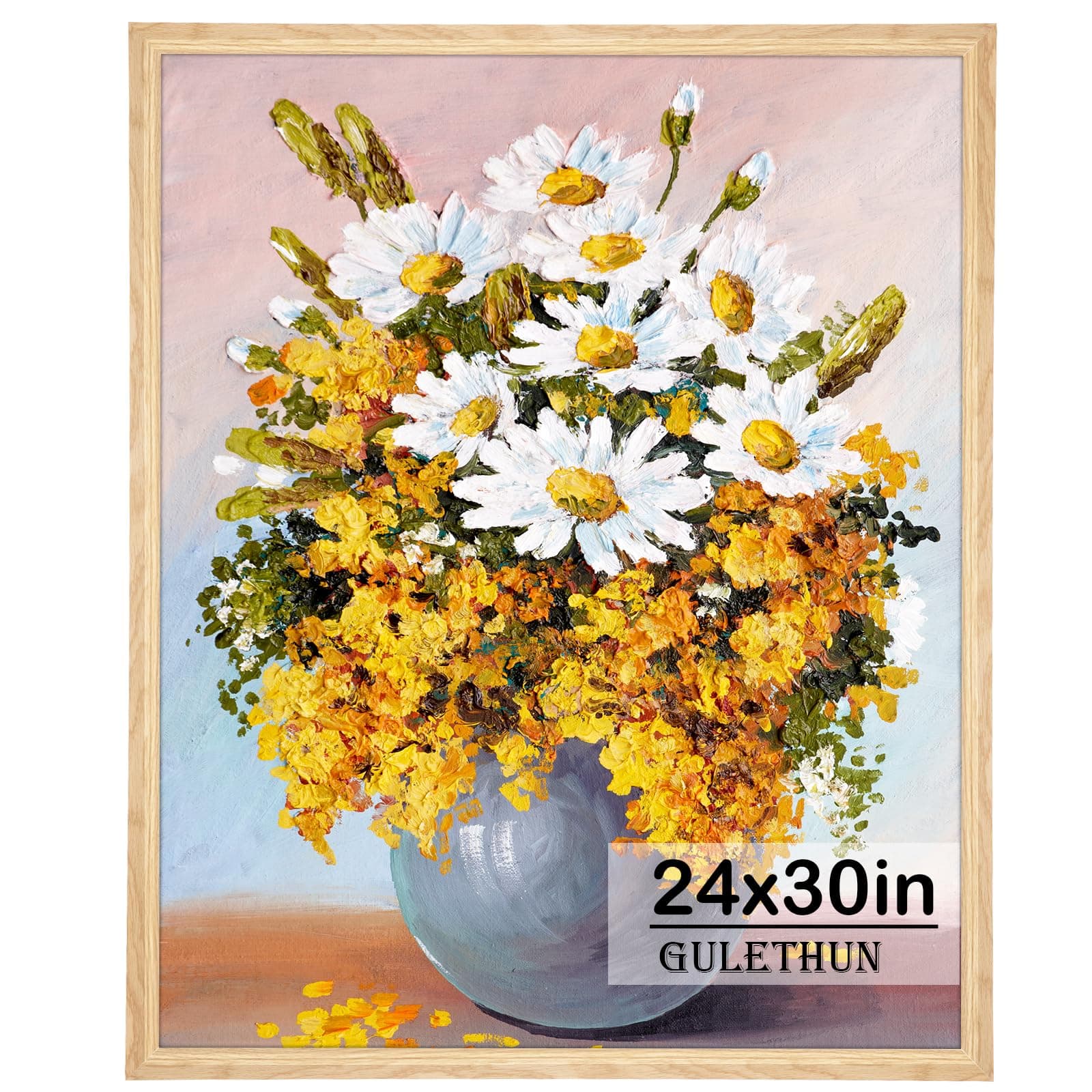 GULETHUN 24x30 Natural Wood Picture Frame Poster Home Decor Wall Art - Image 1