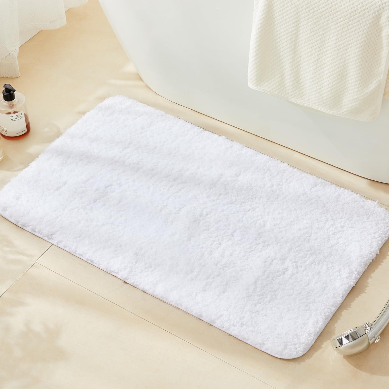 TECHMILLY Super Soft Shaggy Bathroom Rug Absorbent Thick Non-Slip Microfiber Bat - Image 1