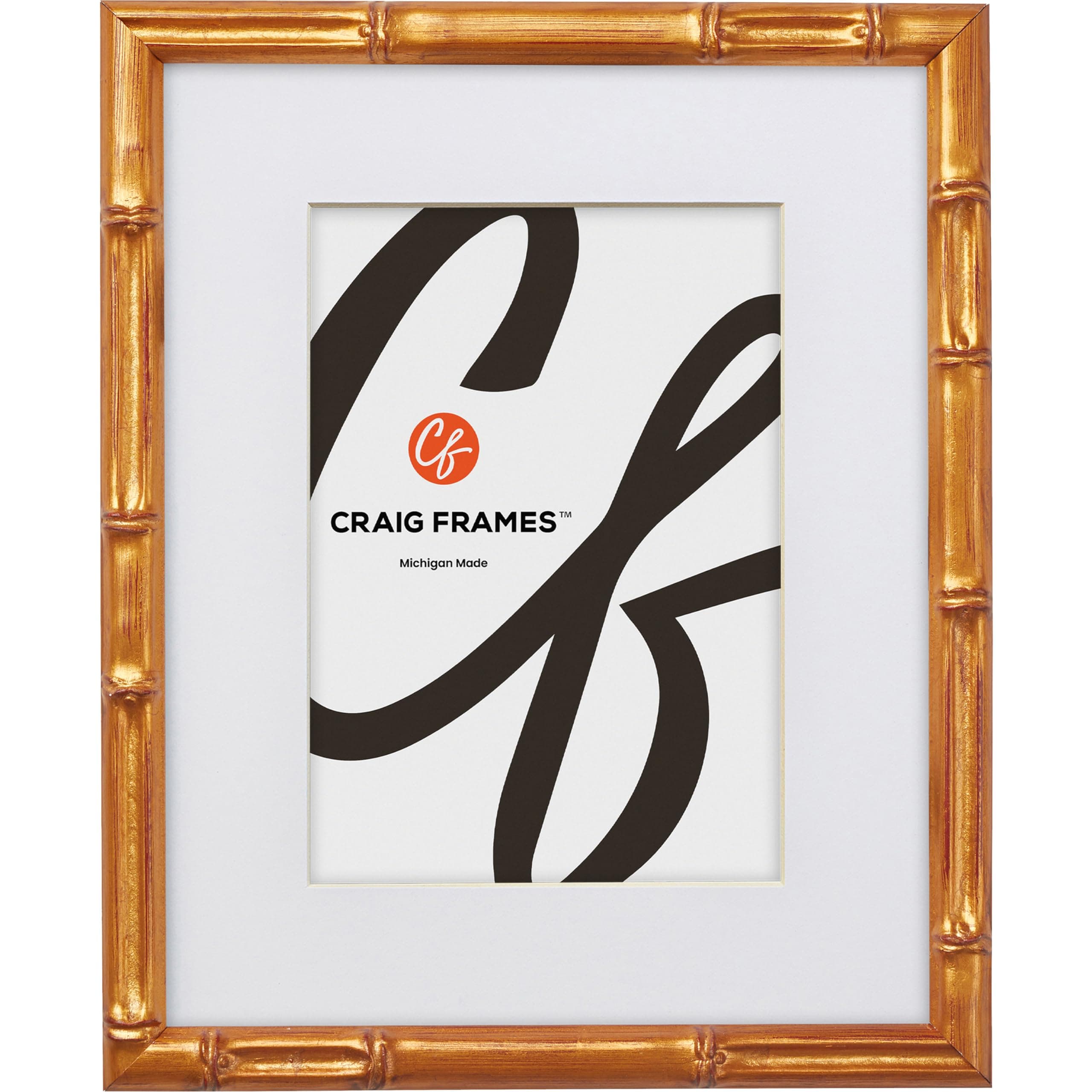 Craig Frames Faux Bamboo, 12x18 Picture Frame Matted for a 10x13 Photo, Vintage - Image 1
