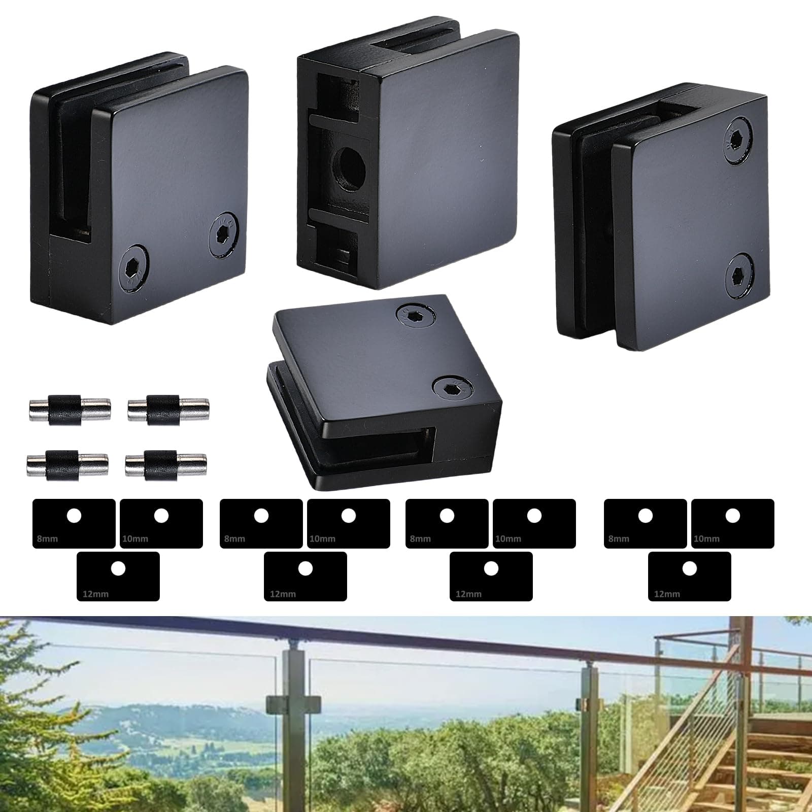 4PCS Adjustable Glass Shelf Clamp 1/3"-1/2" 304 Stainless Steel Bracket - Image 1