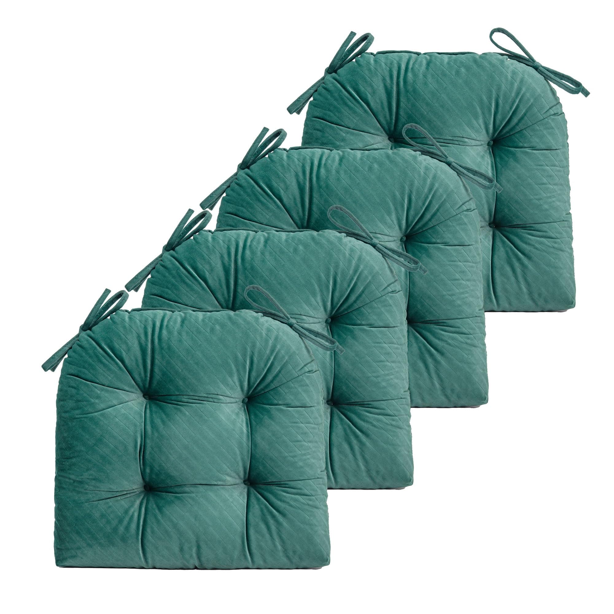 FABRICASTLE 17x16 Inch Non-Skid Seat Cushion Cover Set 4 Dark Green Indoor Kitch - Image 1