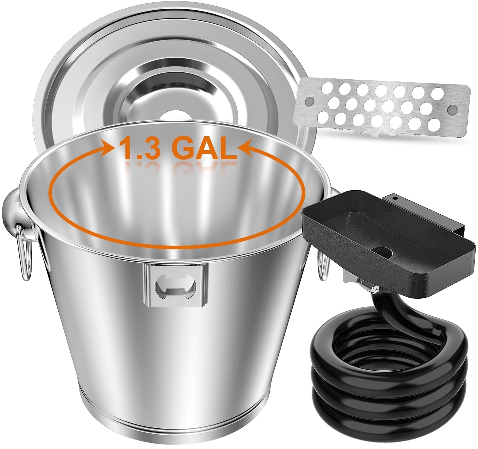 Rear Grease Drainage Funnel with 1.3 Gal Drip Oil Bucket W/Lid & Magnetic Grease - Image 1