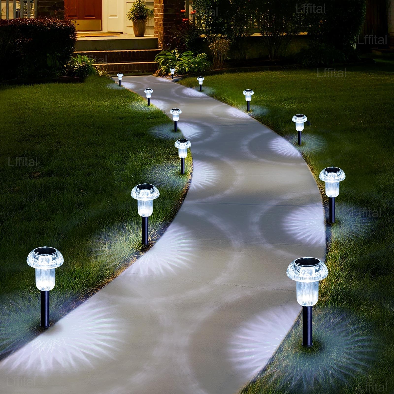 Lffital Solar Lights Outdoor 8 Pack Solar Pathway Lights Outdoor 6000K Cold Whit - Image 1