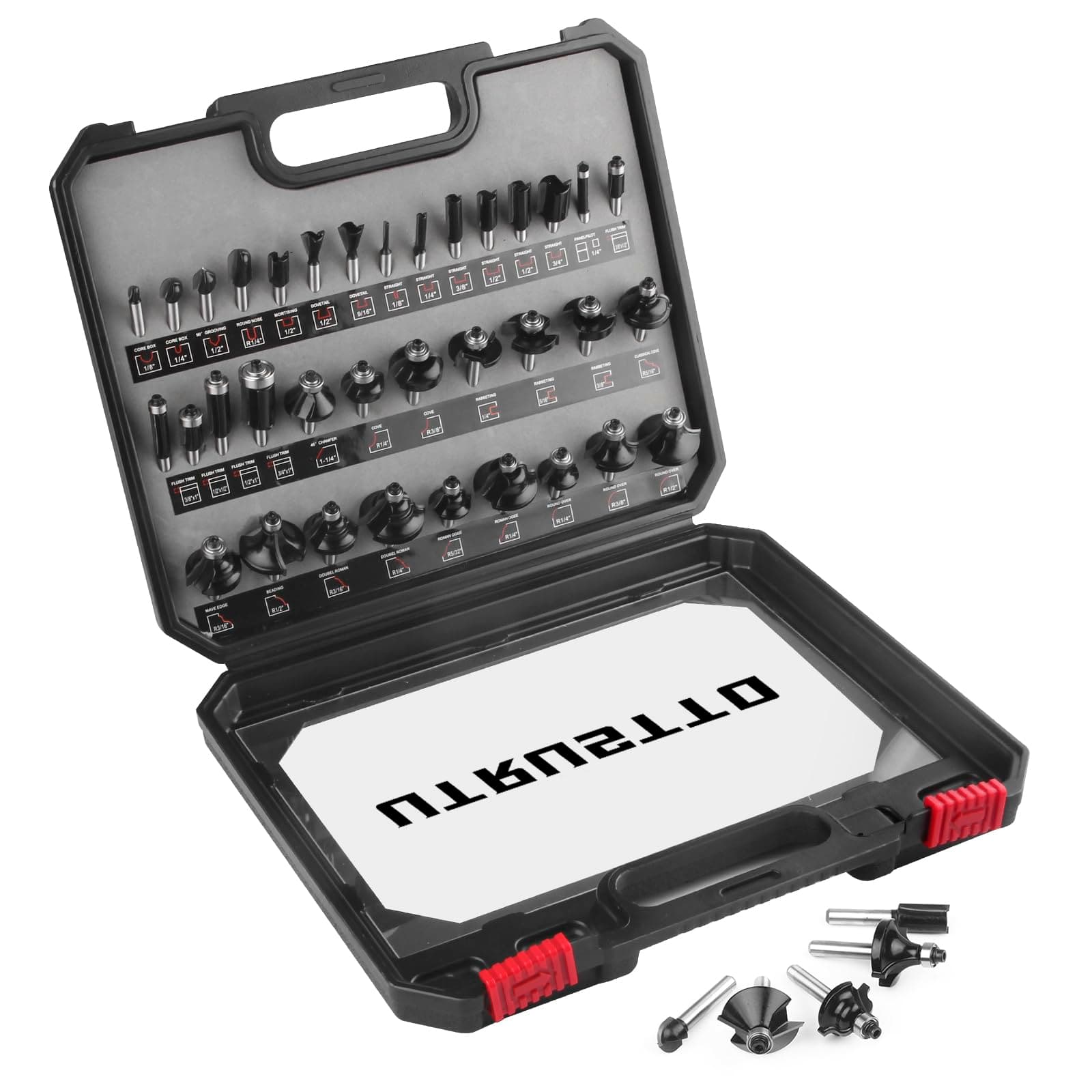UTRUSTTO 35pc Router Bit Set, 1/4" Shank Tungsten Carbide Woodworking Tool - Image 1