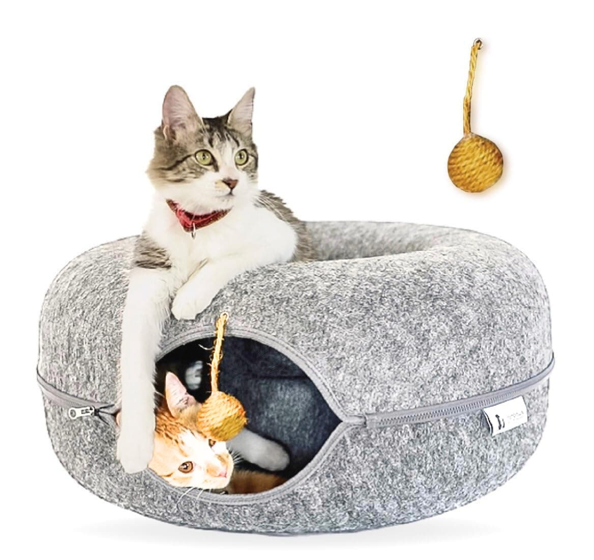 FAMPAWS Large 24in Peekaboo Cat Cave Tunnel Bed Washable Scratch Resistant - Image 1