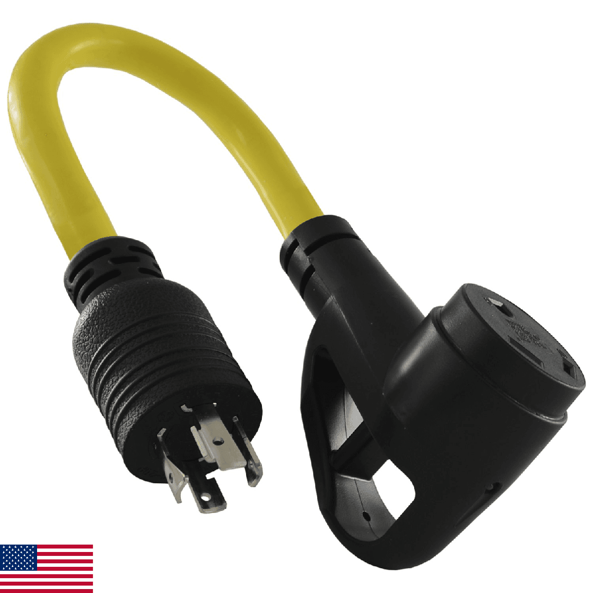 Conntek 1.5ft RV Generator Adapter 20A to 30A Locking Plug Power Indicator Yello - Image 1