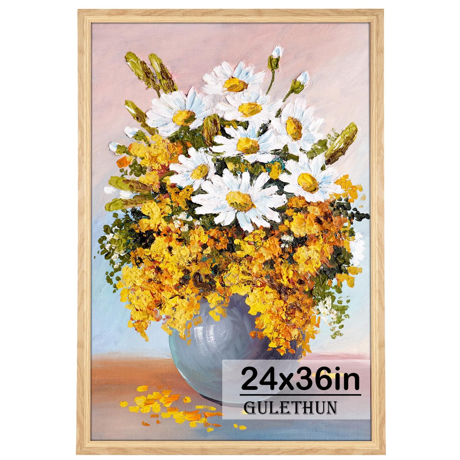 GULETHUN 24x36 Natural Wood Picture Frame Poster Home Decor Gallery - Image 1