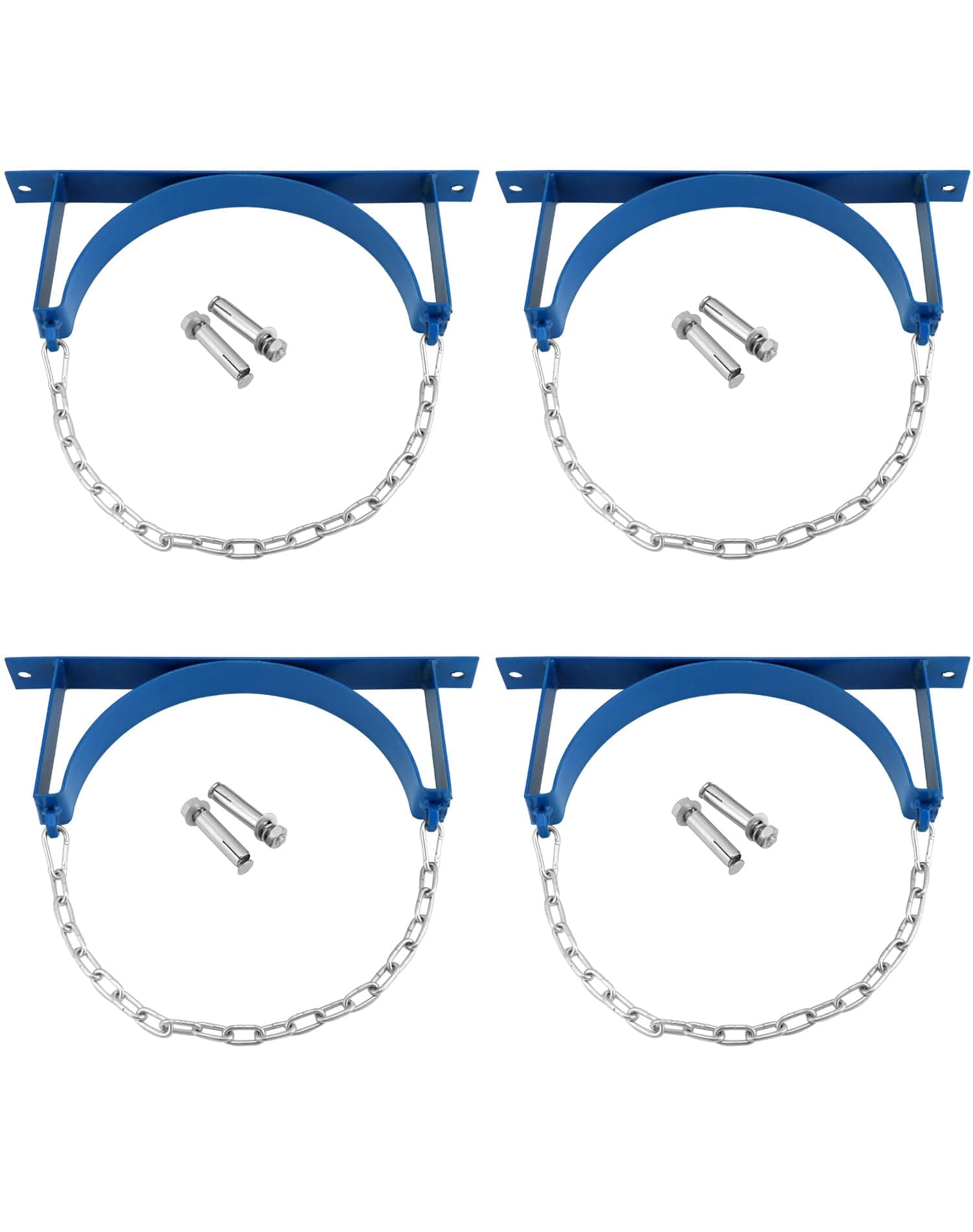 QWORK Steel Wall-Mounted Gas Cylinder Bracket 4-Pack w/ Chains & Screws - Image 1