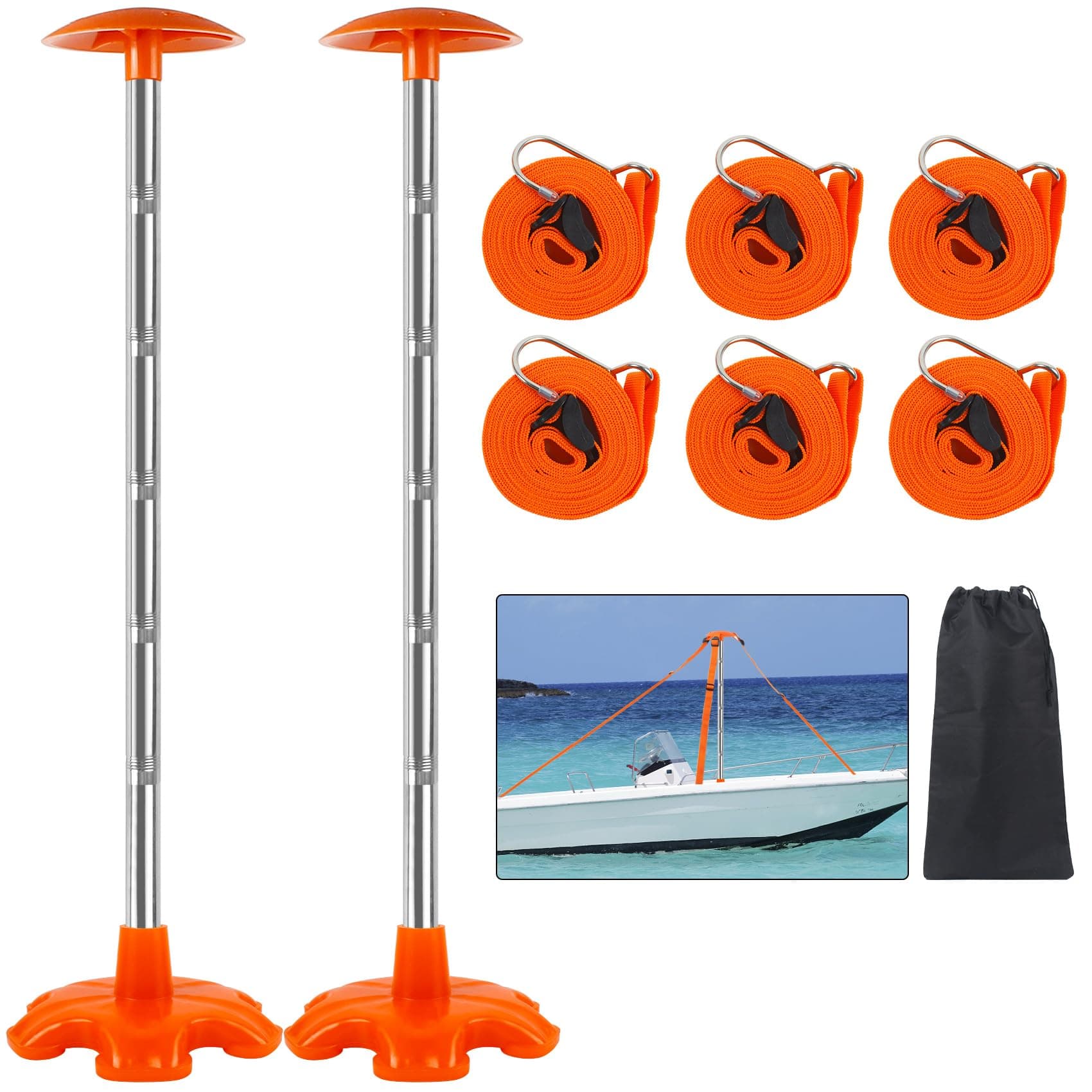 2 PK Boat Cover Support Poles - Adjustable 12.6"-60.2" Stainless Steel - Image 1