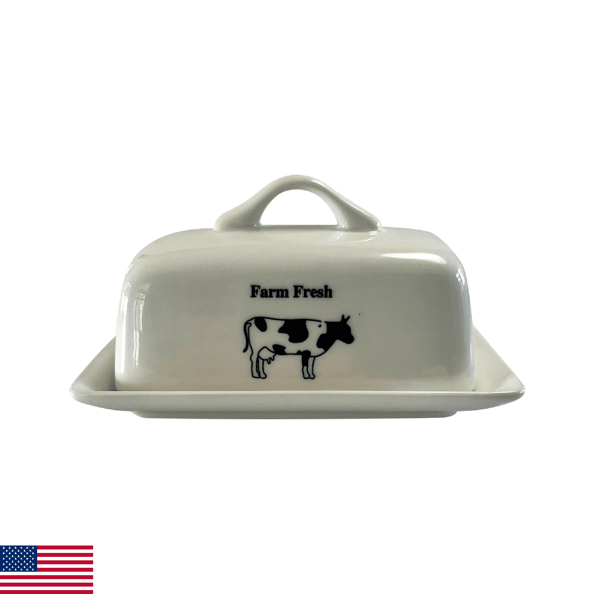 Fox Run Cow Butter Dish with Lid, Cute Ceramic Butter Holder For The Counter or - Image 1