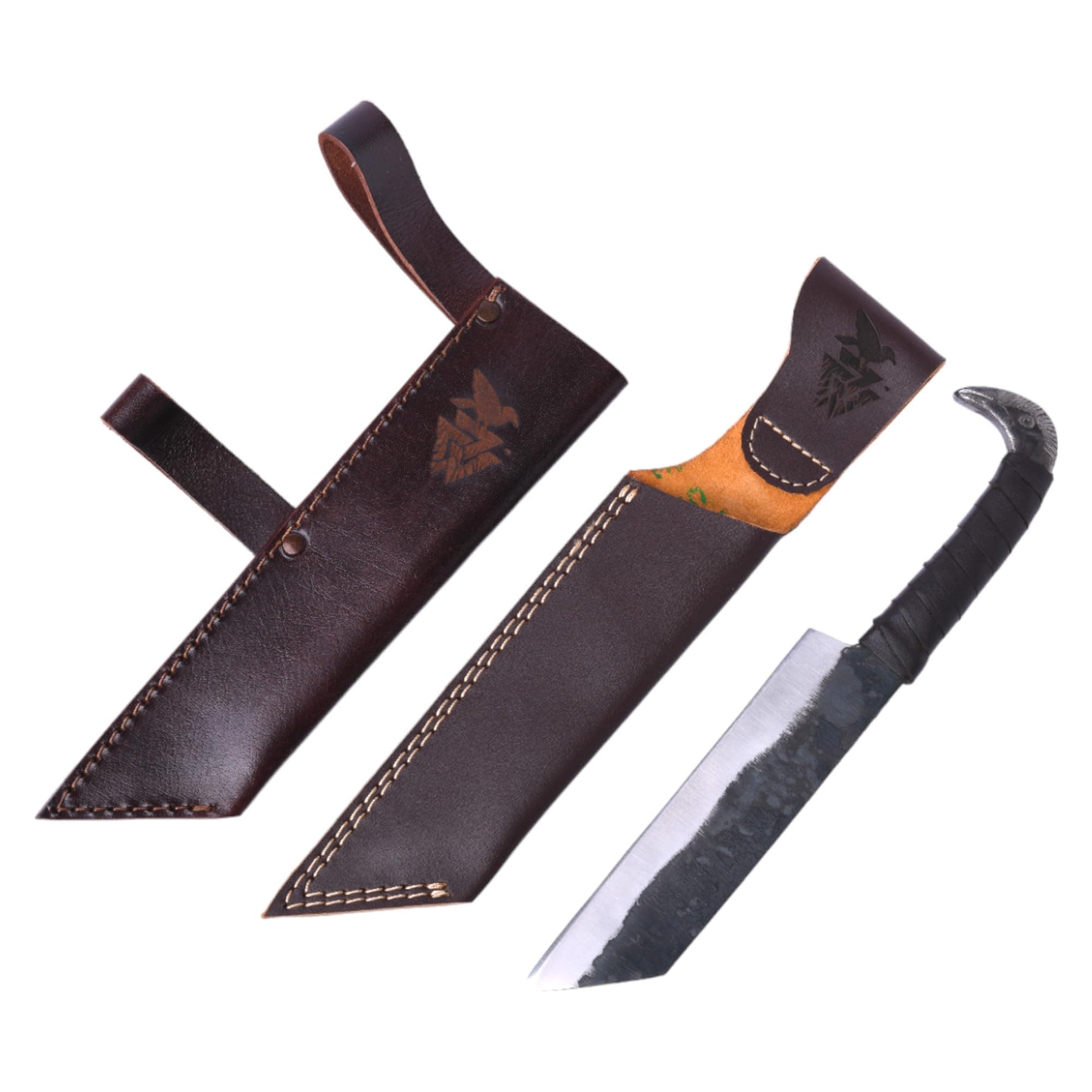 Odin's Raven Viking-styled Seax Knife 10.4" - Hand Forged 6.3" Carbon Steel Blad - Image 1