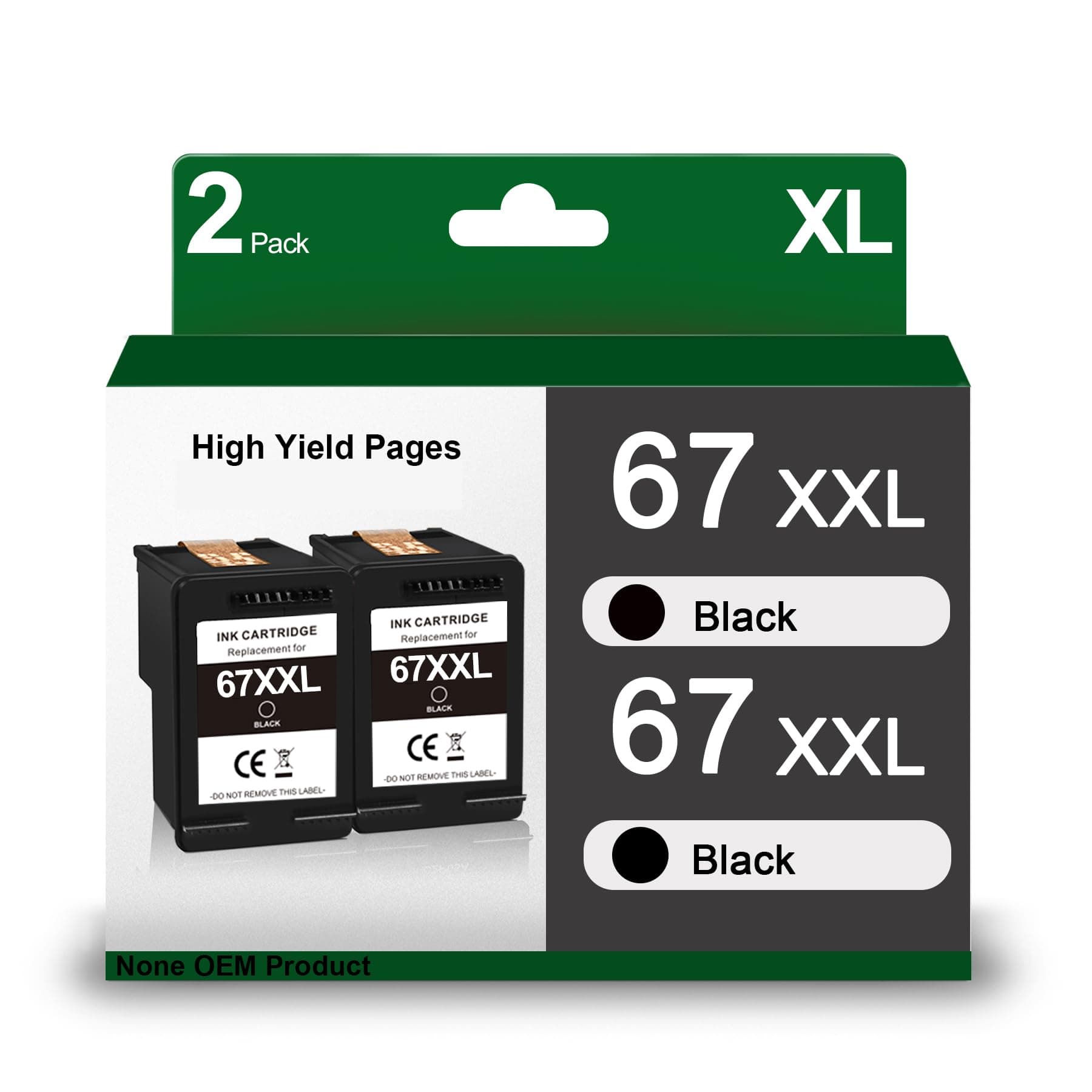 XXL 67 Black Ink Cartridge Replacement for HP DeskJet, Envy 6000, Envy Pro 6455 - Image 1