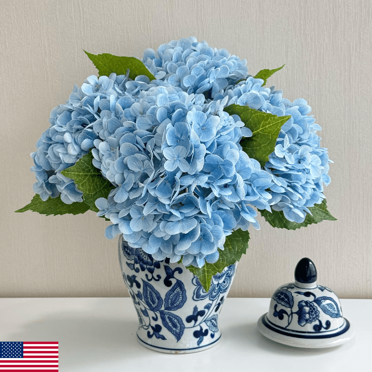 ZYTUYO 4 Pcs Real Touch Light Blue Hydrangeas Artificial Flowers 21" Realistic - Image 1
