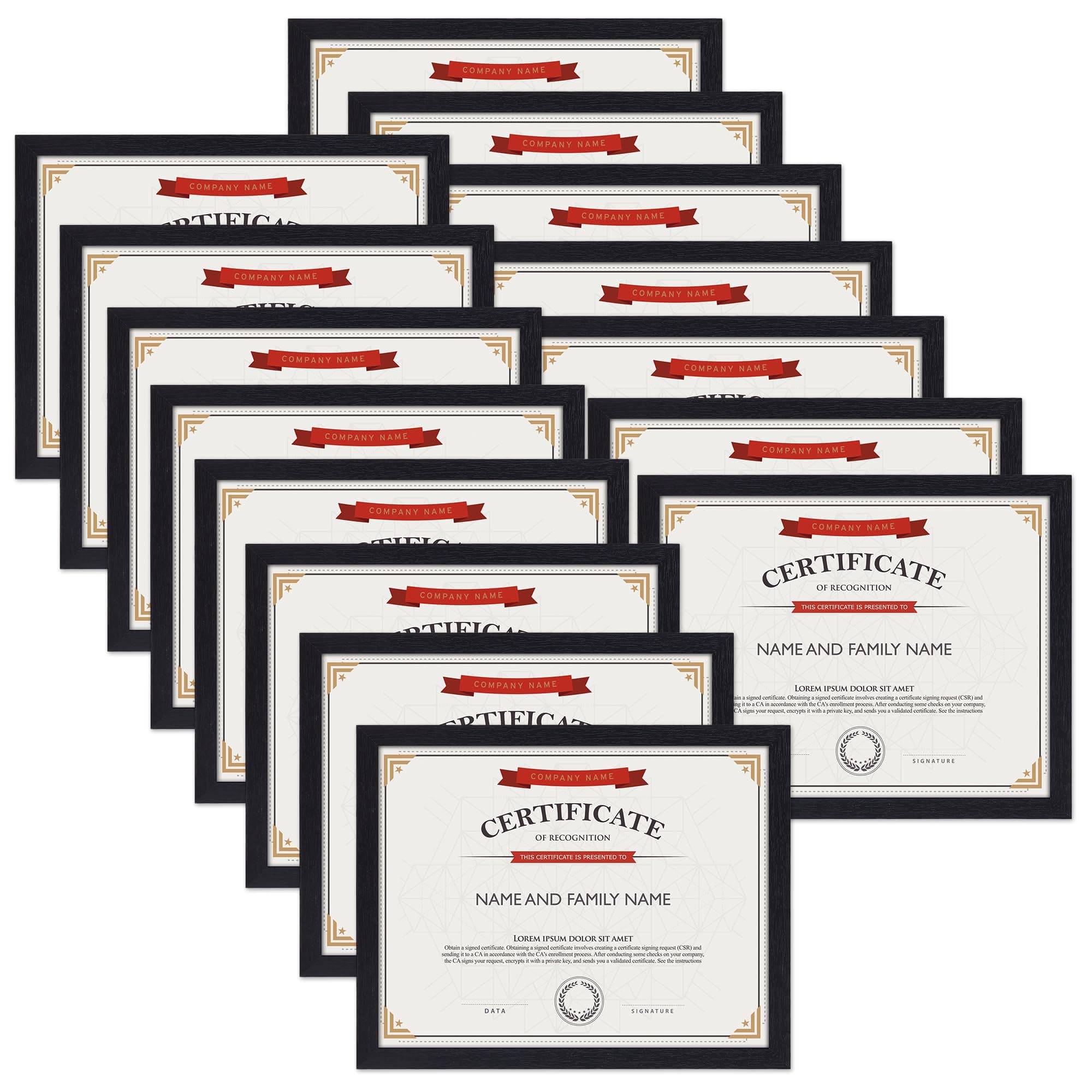 EdenseeLake 15-Pack 8.5x11 Black Picture Frame Set Certificate Award Diploma - Image 1