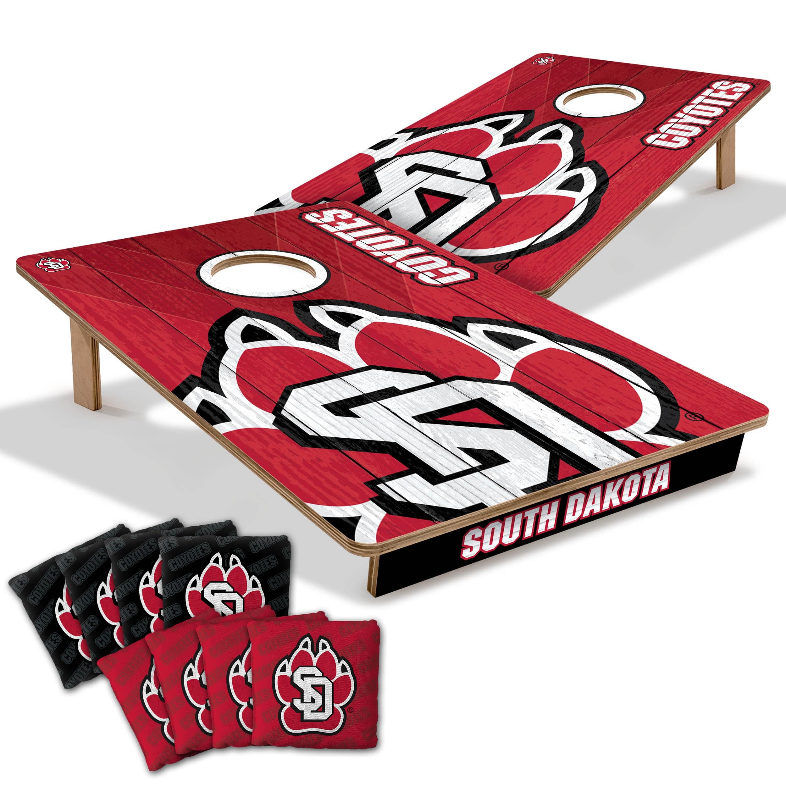 YouTheFan NCAA South Dakota Coyotes 2’ x 3’ Wood Cornhole Game with Logo Bags - Image 1